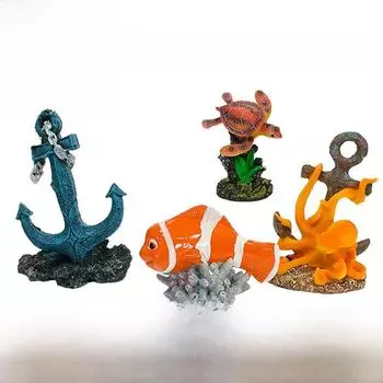 Трансграничные ландшафтные украшения из смолы: Декоративные игрушки «Рыба-клоун, осьминог, морская черепаха». Clownfish Coral
