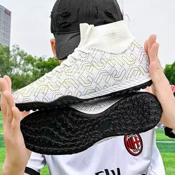 Трансграничные новые футбольные бутсы с высоким верхом, камуфляж, сломанные ногти, детские профессиональные тренировочные кроссовки с длинными ногтями, оптовая продажа от фабрики, футбольные бутсы 35