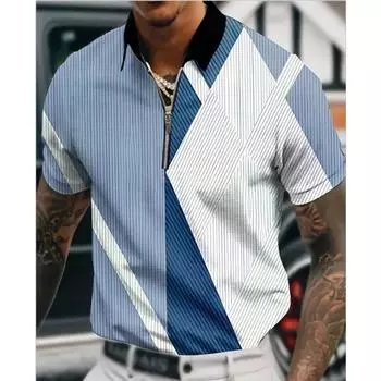 Трансграничные осенние новые продукты для европейской и американской внешней торговли Мужская цифровая печать ПОЛО с лацканами, цветная блокировка, мода S