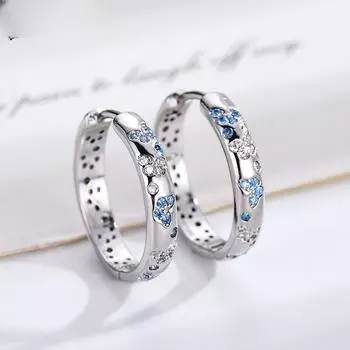 Трансграничные популярные ювелирные изделия, изысканная бабочка, инкрустация из морского голубого циркона, серьги, милая индивидуальность, прямые продажи с фабрики белый