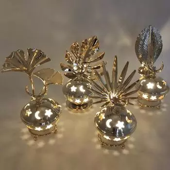 Трансграничные рождественские листья, арабский Ближний Восток, арабская звезда в форме луны, украшение для дома, металлический подсвечник двойного назначения, благовония Ginkgo Style