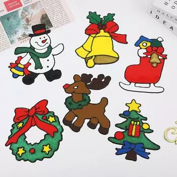 Трансграничные рождественские наклейки на стекло Рождественские праздничные украшения Наклейки на стены Рождественские оконные наклейки среднего размера на стекло