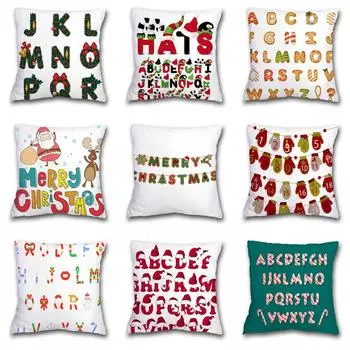Трансграничные рождественские наволочки с буквами, оптовая продажа, домашние прикроватные подушки с принтом, наволочки 40x40cm
