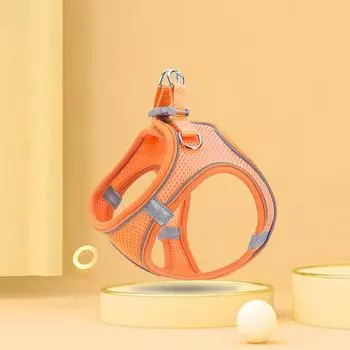 Трансграничные товары для домашних животных, жилет в стиле, поводок для домашних животных, нагрудный ремень для кошек и собак, дышащая светоотражающая прогулочная цепь для собак XXXS оранжевый
