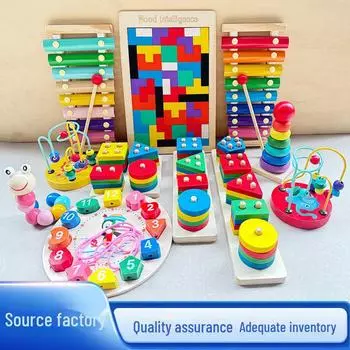 Трансграничный деревянный восьмитональный ксилофон, стучащий вручную, обучающая игрушка для детей Rainbow Twister