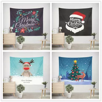 Трансграничный домашний гобелен, Рождественская елка, украшение в виде лося, пляжное полотенце, коврик для сидения, модная шаль, холст 100x75cm