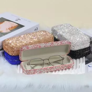 Трансграничный хит продаж, инкрустированный бриллиантами ящик для хранения солнцезащитных очков для автомобиля - портативное и стильное решение для салона автомобиля