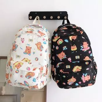 Трансграничный рюкзак, милый и свежий рюкзак Kapibara для учеников средних и старших классов, вместительная дорожная сумка чёрный