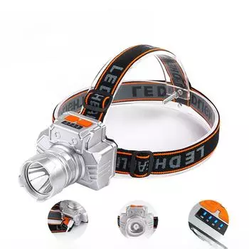 Трансграничный светодиодный электрический налобный фонарь с длительным сроком службы батареи Наружное освещение Налобный фонарь дальнего действия с креплением на голову Лампа для рыбалки USB перезаряжаемый налобный фонарь
