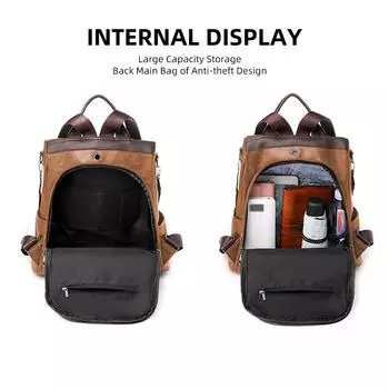 Трансграничный женский рюкзак женский 2022 новая женская сумка из искусственной кожи Европейский и американский ретро-досуг коричневый