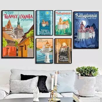 Трансильвания Путешествия Ретро Пейзаж Холст Настенный Художественный Плакат Скандинавский Принт Живопись Природный Декор Картина Современный Домашний Декор Без Рамки 21cm30cm No Frame
