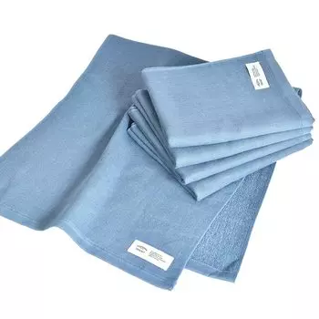 Transparan Gauze Face Senshu Cotton Japanese-Made Towels, 5-Piece Set, Towels, Quick-Drying, Absorbent, Thin, 100% (Smoky Blue)