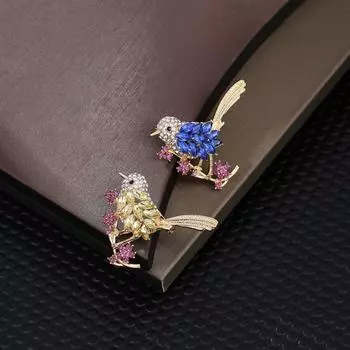 Transparency Women Brooches Magpie Animal Pins Fashion Clothes Badges Sweater Matching золотой