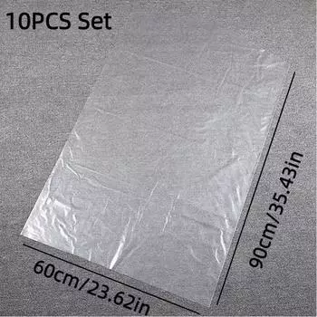 Transparent 10pcs Plastic Clothes Dust Cover Dry Cleaner Bag Storage Convenient