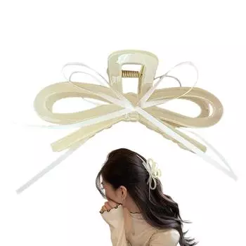 Transparent Acrylic Hair Claw For Women Fashionable Bow Ribbon Shark Gripper Summer Elegant Hair Accessories Girls Hair Clips