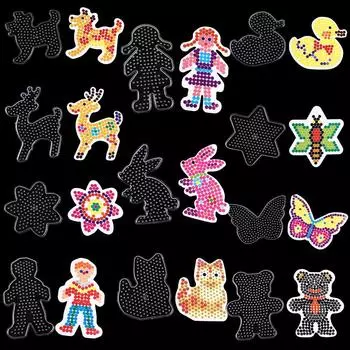 Transparent Beads Mini Pegboard Plastic Stencil Beads Template with Color Paper Educational Toy hexagon