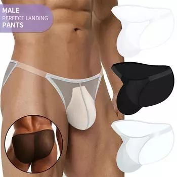 Transparent Briefs Ice Silk Sexy Men s Underwear Low Waisted Traceless Motion Underpants M
