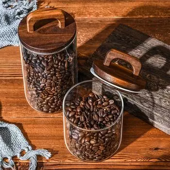 Transparent Coffee Bean Sealed Jar Glass Vacuum Sealed Waterproof And Moisture-proof Airtight Container Grains Storage Jar