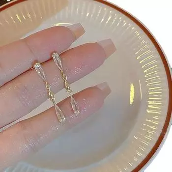 Transparent Eardrop Zinc Zinc Alloy Earbob Gracile Drop Shaped Earrings Daily Wear прозрачный