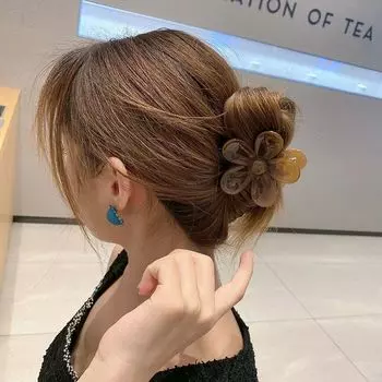 Transparent Flower Shaped Jelly Pink Flower Hair Clips Hair Claws Korean Style Hair Ornaments кофейный