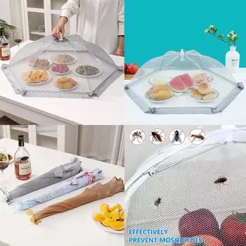 Transparent Fly Proof Dining Table Cover Vegetable Cover, Large Capacity Circular Folding Vegetable Cover, Foldable Food Cover Diameter60cm
