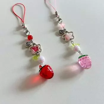 Transparent Fruits Phone Chain Sweet Y2K Phone Strap Charm Cute Strawberry Phone Lanyard For Girls Style 1