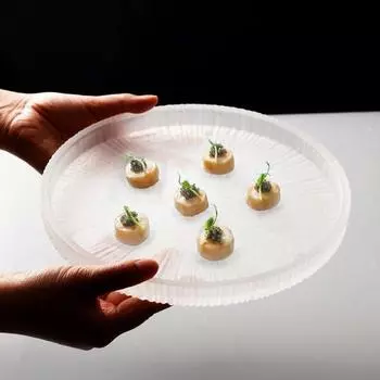 Transparent Glass Dinner Plate Restaurant Creative Flat Plate Dessert Plate Snack Plates Pasta Salad Plates Special Tableware