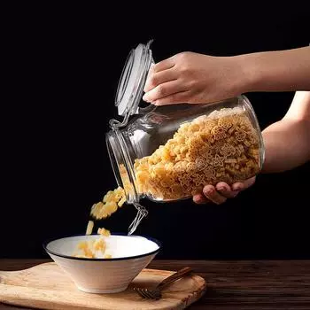 Transparent Glass Jar with Cover Sealed Jar Cereal Storage Box Food Storage Bottle Storage Jars Tea Box Home Desktop Organizer