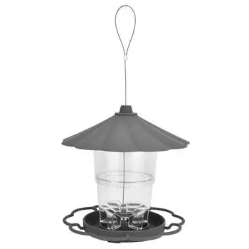 Transparent Hanging Bird Feeder PavilionShaped Bird Feeder with Roof for Garden Courtyard