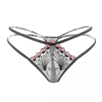 Transparent Lingerie G-strings Lace Flower Embroidery Panties Thongs Briefs Underwear