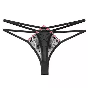 Transparent Lingerie Lace G-strings Low Waist Underwear Embroidery Panties Briefs Thongs