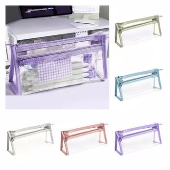 Transparent Pencil Bag Large Capacity Storage Bag INS Stationery Bag Cosmetic розовый