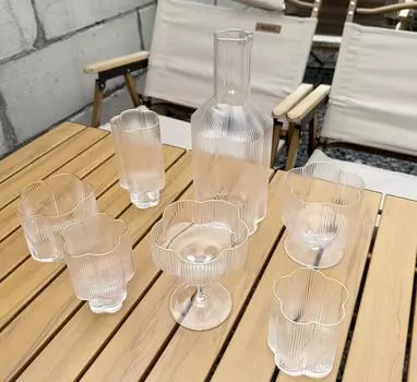 Transparent Phnom Penh Cocktail Glass Cups Creative Flower Shape Ripple Goblets Cups for Champagne Drinkware Glass Sets 1PCS