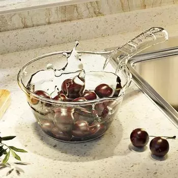 Transparent Plastic Water Ladle Anti-slip Handle Water Spoon Durable Bath Water Scoop Laundry blue-striped handle