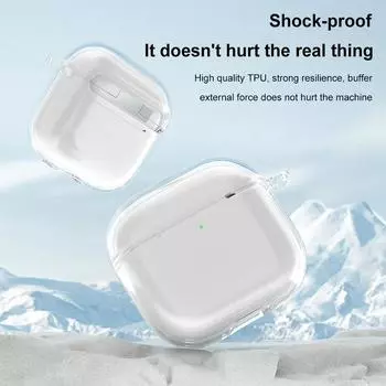 Transparent Protective Case Cover with Carabiner TPU Soft Skin Case Cover Anti-fall Wireless Earphone Cover for AirPods 4 (2025)