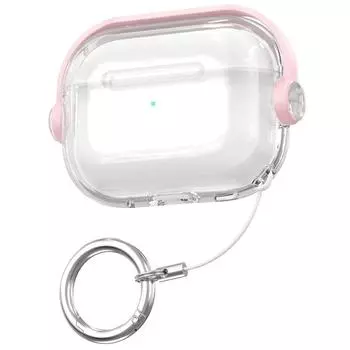 Transparent Protective Cover Switch Earphone Case Anti-Lost Apple Apple AirPods 4 Pink