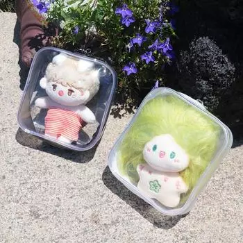 Прозрачный ПВХ кукольный дисплей защитный чехол милый кукольный мешок для хранения брелок подвеска белый