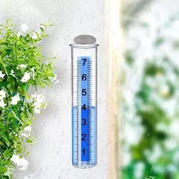 Transparent Rain Measure Gauge Freeze-Proof Fence Mounting Bracket Outdoor Rain Gauge Garden