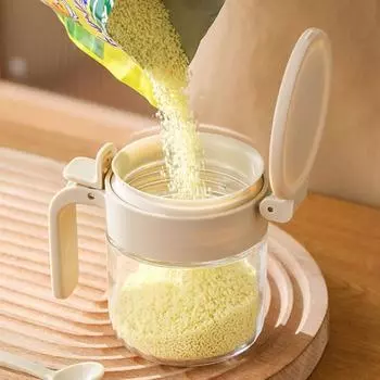 Transparent Seasoning Bottle Glass Salt Jar Kitchen Supplies Storage Can Desktop