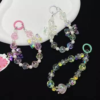 Прозрачный простой бант из бисера, шнурок для мобильного телефона, анти-потеря, деловой шнурок для мобильного телефона, браслет, подходящий для iPhone