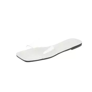 Transparent slippers women s summer outer wear 2025 new fashionable versatile flat bottom non-slip sandals fairy gentle one-word drag 36