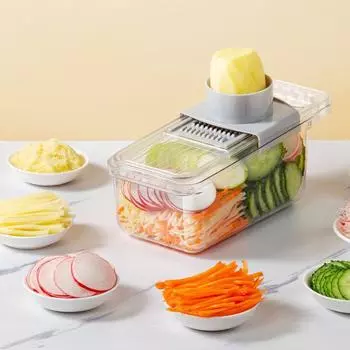 Transparent vegetable cutter Multi-functional household kitchen tool potato shreds cucumber fruit grater Slicer wiper светло-серый