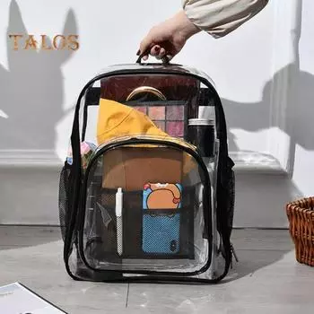 Transparent Waterproof Backpack Large Capacity School Bag Male And Female Clear Travel Backpack for School Work Vacation чёрный