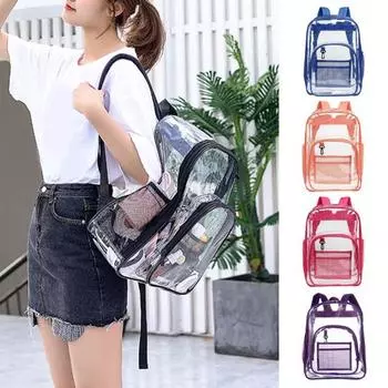 Transparent Waterproof Backpack Large Capacity School Bag Male And Female Clear Travel серый