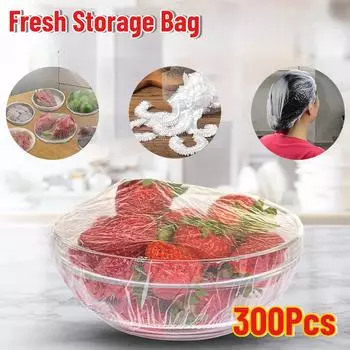 Прозрачный белый одноразовый пищевой чехол для хранения свежих продуктов, сумка для хранения фруктов и овощей, кухонные принадлежности 100PCS