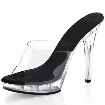 Transparent women s cool slippers new crystal high-heeled women s shoes 13cm fish mouth slippers fish mouth shoes 34 белый