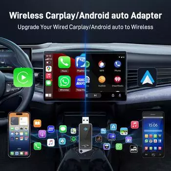 Transpeed Wireless Carplay/Android auto Adapter 2 in 1 Mini Box Plug And Play Dongle Fast Connect Compatible with 99% of Cars чёрный