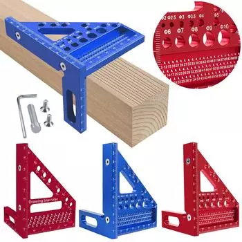 Транспортир для деревообработки, алюминиевый сплав, треугольная линейка, 3D-угол 22,5/30/45/60/67,5/90 градусов, измерительная линейка