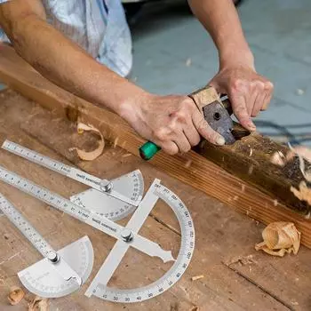 Транспортир на 180 градусов, угломер из нержавеющей стали, регулируемая многофункциональная полукруглая прямая линейка, математический измерительный инструмент