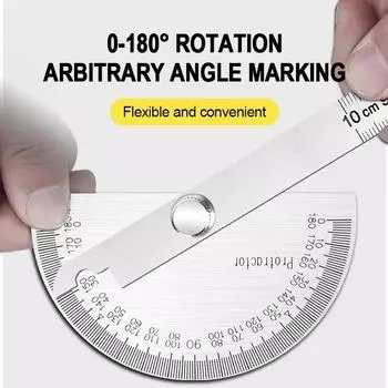 Транспортир на 180 градусов, высокоточный металлический угломер, гониометр, поворотная измерительная линейка из нержавеющей стали, линейка для деревообработки